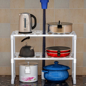 Étagère <span class=keywords><strong>de</strong></span> <span class=keywords><strong>rangement</strong></span> multifonctionnelle extensible à 2 niveaux pour la <span class=keywords><strong>cuisine</strong></span> et la salle <span class=keywords><strong>de</strong></span> bain, <span class=keywords><strong>sous</strong></span> l'évier, vente en gros - Product Image 5