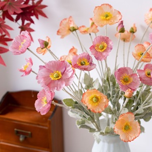 Flor Artificial de Amapola CallaFloral, Rama Individual de Poliéster, Decoración para Interiores del Hogar - Product Image 1