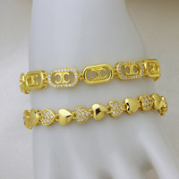 Bracelet tendance pour femme, luxe abordable, fermoir en forme de cœur, maillons en forme de C, laiton plaqué or 18 carats, micro-incrustations de diamants