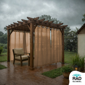 2in1 Waterproof Outdoor <b>Curtain</b> 260 GSM Bamboo Mocha with Dual Layer Weather Resistant Fabric for Warm Earthy Patio <b>Privacy</b> - Product Image 4