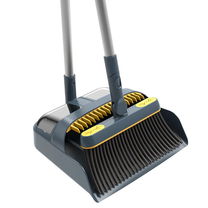 Long Handle vassoura e Dustpan Set com dentes pente para casa