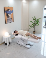 Table de massage électrique pliable en cuir à 3 sections, design moderne, dossier et pieds réglables, éponge haute densité, métal