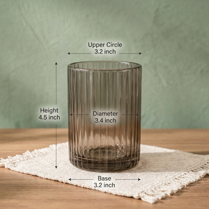 Portavelas Cilíndrico de Vidrio Ahumado Hecho a Mano con Diseño Acanalado de 4.5 Pulgadas, Decoración para Bodas y Hogar, Centro de Mesa - Product Image 3