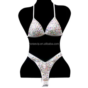 B100 yeni gelenler lüks mayo kadın üçgen tanga Bikini mayo kristal Rhinestone mayo