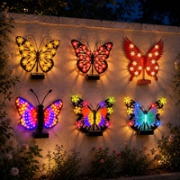 Lampe murale solaire en forme de papillon, LED multicolore, décoration de jardin, patio extérieur, décoration nocturne
