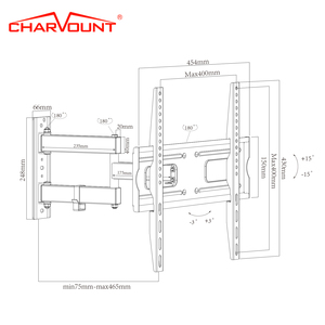 Soporte de Pared para TV de Acero, Movimiento Completo de 180 Grados, Inclinación Giratoria, para Pantallas de 26-55 Pulgadas, 400x400, Soporte de Pared para TV de Acero - Product Image 4
