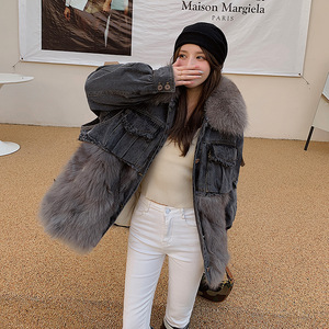 Parka in Denim Invernale con <span class=keywords><strong>Tasche</strong></span>, <span class=keywords><strong>Cappotto</strong></span> Corto in <span class=keywords><strong>Pelliccia</strong></span> Sintetica per Donna - Product Image 5