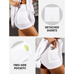 Robe de tennis FOXA pour femme avec short et soutien-gorge intégrés, robe de golf plissée, robe de sport sans couture - Product Image 4