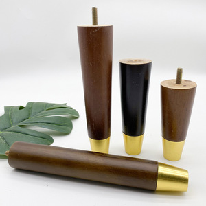 Patas de madera maciza de fábrica, patas de tronco, fundas de cobre, patas de sofá de madera maciza, patas de gabinete, patas de muebles, varillas roscadas, mesa de centro - Product Image 3