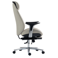 Chaise de bureau exécutive ergonomique en cuir véritable, cadre en aluminium, hauteur réglable, appui-tête réglable, pivotante moderne
