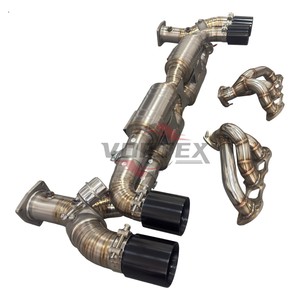 Système d'échappement Vortex SS304 Valvetronic compatible avec Porsche 911 991.2 Turbo S Performance Racing Catback, avec kit de collecteurs à découpe en forme de pie. - Product Image 4