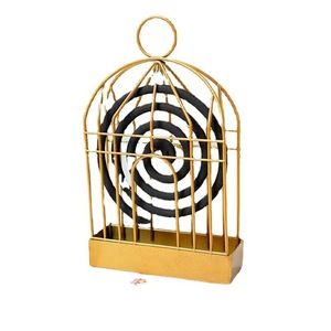 Support créatif pour spirales anti-moustiques en forme de cage à oiseaux, rétro, portable, en fer, brûleur d'encens, cadre métallique - Product Image 1