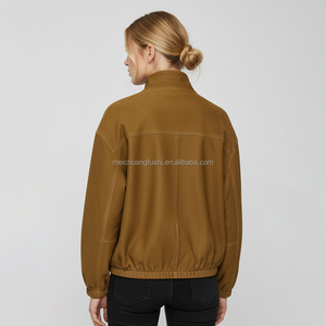 Giacca <span class=keywords><strong>Bomber</strong></span> in Pelle con Collo Alto Personalizzata per Donne - Product Image 2