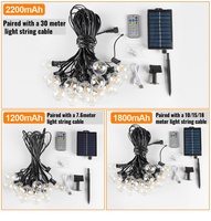 Guirnalda de Luces LED Solares G40 de 25 Pies, 50 Pies, 60 Pies, Resistentes al Agua y a las Caídas, con Control Remoto, para Decoración de Fiestas Navideñas y Festivales