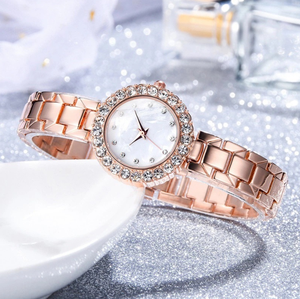 Luxury Diamond Zircon 5-Piece Set Wrist Watch <strong>Magnetic</strong> <strong>Earring</strong> Bracelet Ring Bracelet Watch With Women - Product Image 6