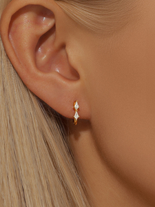 Pendientes de Aro Geométricos de Moda, Chapados en Rodio, con Corazón de Circonita Verde, Plata 925 para Mujer - Product Image 5