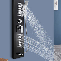 Panneau de douche mural en acier inoxydable avec cascade dorée, colonne de douche, ensemble de jets de massage pour le corps, panneaux de douche à LED