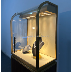 Vitrina de Acero Inoxidable, Exhibición Horizontal, Marco de Aleación, Vidrio Templado, Diseño para Tienda de Joyería, Iluminación LED - Product Image 3