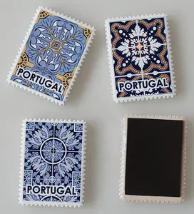 Custom Portugal Logo Souvenir Ceramic Blank Fridge Magnet For Sublimation Printing