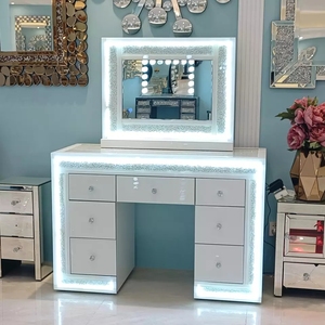 Table de toilette à miroir avec treize tiroirs, style luxe léger blanc 2023, meubles à miroir <span class=keywords><strong>pour</strong></span> salon, coiffeuse, commode, table de chevet - Product Image 5