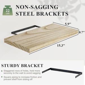 Étagère suspendue en bois à panneau unique, présentoir pour salon, étagère flottante multifonctionnelle pour chambre et cuisine - Product Image 2