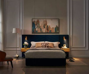 Queen Size Modern Adjustable Velvet <b>Bed</b> <b>Frame</b> with Vertical Channel Tufted Wingback Headboard and Upholstered Platform <b>Bed</b> - Product Image 2