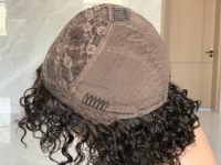 Perruques en cheveux humains péruviens bouclés crépus, sans colle, sans dentelle frontale, avec frange, fabriquées à la machine, prêtes à porter pour femmes