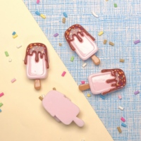 Cabujones de resina grandes con diseño de helado de chocolate, 10 unidades, base plana de resina para fabricación de joyas DIY, accesorio de decoración para álbumes de recortes al por mayor