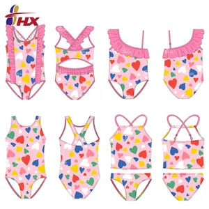 Baby Swimsuits Customization Children Swimwear Eco-friendly Kids Girls Bathing Suit Ruffle Toddler Bikini 1 Piece Swimsuit