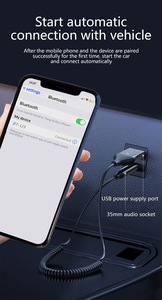 <span class=keywords><strong>Bluetooth</strong></span> 5,0 Aux адаптер беспроводной автомобильный <span class=keywords><strong>Bluetooth</strong></span>-приемник Комплекты USB на 3,5 мм разъем Музыкальный Микрофон Handsfree пружинный аудио кабель динамик - Product Image 3