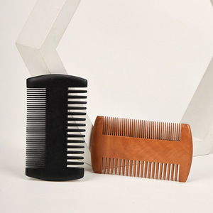 Peigne à barbe en bois naturel noir, mini outil de coiffage portable pour hommes, soin de la barbe - Product Image 5