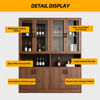 Meuble à vin haut en chêne massif fini style moderne MARFA avec portes vitrées, présentoir à bouteilles, rangement pour le salon