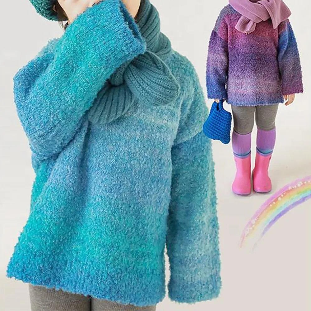 Colorido lindo invierno niñas moda Tops diario fresco cálido desgaste suave elástico personalizado Bebé Ropa vestir niño suéter