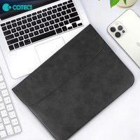 COTECi 13 13.6 14 15 15.3 16 pouces, housse d'ordinateur portable fine, magnétique, imperméable, en cuir PU, housse d'ordinateur portable en cuir vegan, pour macbook