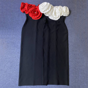 Abito Fasciante da Donna con <span class=keywords><strong>Fiori</strong></span> 3D, Sexy Senza Spalline, Elegante <span class=keywords><strong>per</strong></span> Feste e Serate di Gala - Product Image 3