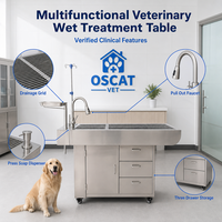Table de traitement pour animaux OSCAT en acier inoxydable 304, station d'examen et de lavage vétérinaire avec robinet extractible, équipement vétérinaire