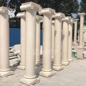 Piliers romains en pierre naturelle, balustrade et colonne en marbre blanc sculptés à la main, colonne romaine solide en marbre d'Italie - Product Image 5