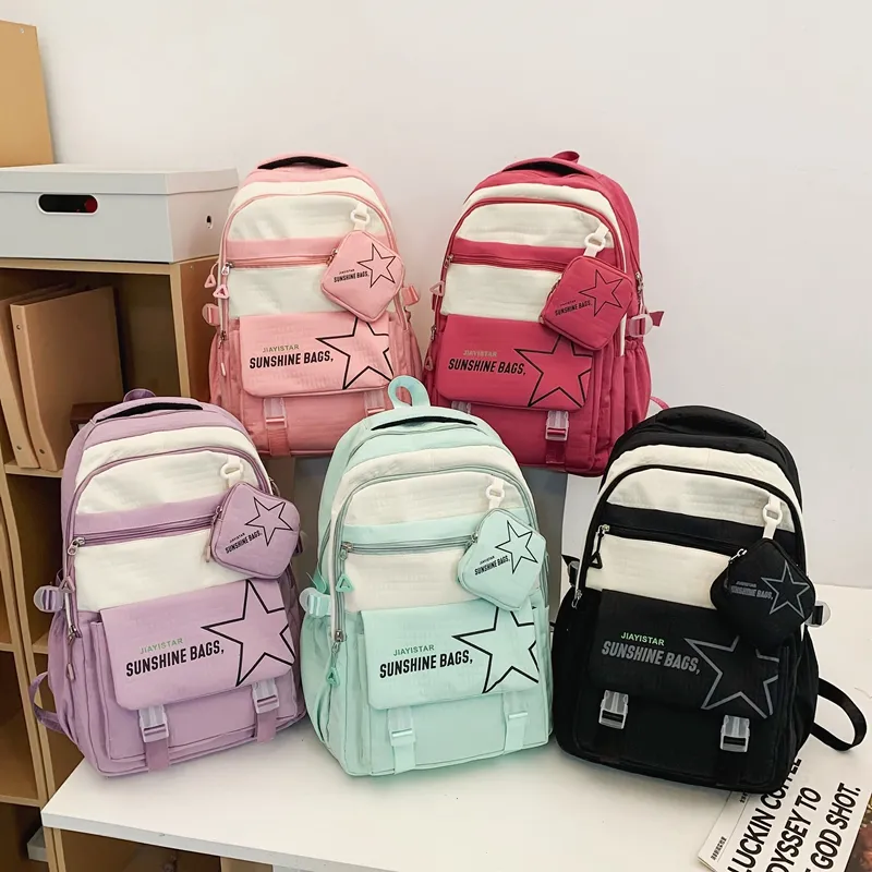Toptan sırt çantası yeni kore tarzı renk eşleştirme okul çantası moda rahat sırt çantası