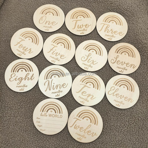 Disques en bois pour les étapes mensuelles de bébé, de 1 à 12 mois, pour l'<span class=keywords><strong>annonce</strong></span> de la naissance, cadeaux de <span class=keywords><strong>grossesse</strong></span> et de baby shower - Product Image 2