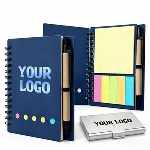 Logo Kraft Paper Notepads Wholesale Creative Business Promo Gift Combination Sticky Notes Memo <b>Pad</b> Notepad With Pen - Product Image 1