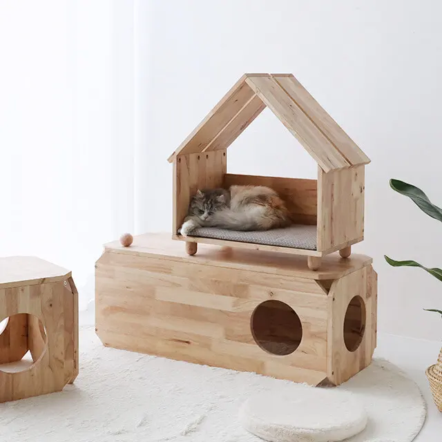 Vente en gros fabricant maison en bois maison de luxe pour animaux de compagnie pour chats chiens Offre Spéciale