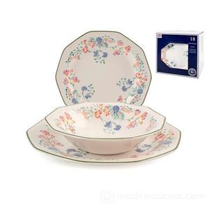 Service de table Emily 18 pièces, motif floral, assiettes et bols - Product Image 1