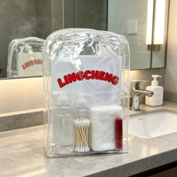 Sac de rangement cosmétique transparent en PVC durable et personnalisé, anti-poussière, imperméable, avec fermeture éclair et poignée de transport pour vêtements et tissus