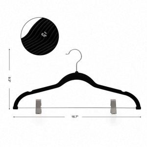 Cintres en plastique antidérapants pour pantalons adultes avec clip détachable, séchage pratique, vente en gros, design floqué, tissu velours, USA Mairun - Product Image 1