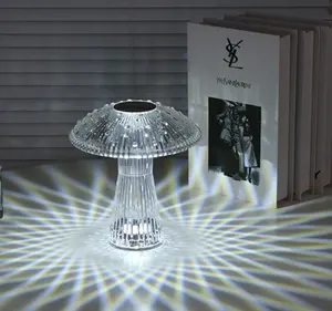 Newh lampu meja jamur ubur-ubur, sentuh kendali jarak jauh mengetuk warna lampu kristal berubah lampu malam kecil kreatif
