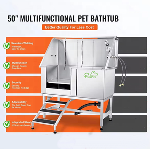 Bañeras Grandes de Acero Inoxidable PetFit de 50 Pulgadas para Salón de Aseo de Mascotas Bañera para Aseo de Perros con Puerta y <span class=keywords><strong>Escaleras</strong></span> a la Derecha o Izquierda - Product Image 3