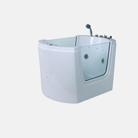 Baignoire bébé autoportante moderne en acrylique blanc, design écologique, portable, ovale, avec porte transparente et drain intégré pour trempage