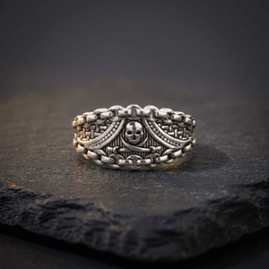 925 Sterling <b>Silver</b> Skull <b>Ring</b> Pirate Crossbones Carved Band Gothic Biker Style Antique <b>Silver</b> <b>Ring</b> <b>Men</b> Jewelry Wholesale - Product Image 1