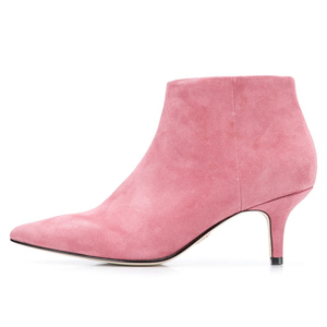 Shoes Factory Pointed Toe Shape Side Zipper on Stiletto Kitten Heel Soft Suede Leather Upper Womens Ankle <b>Boots</b> - Product Image 1
