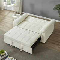 Canapé-lit futon convertible confortable pour chambre et salon, lit de jour en tissu blanc, fauteuil-lit pliable deux places